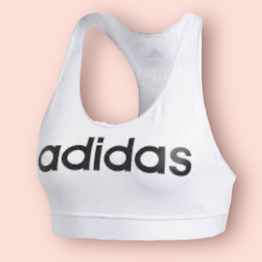 Adidas Logo Climalite Sports Bra White Sz M